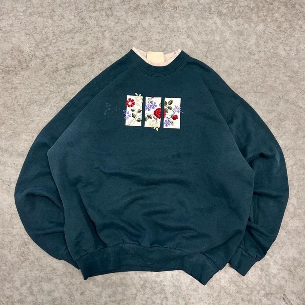 American-vintage Men's Green and Blue Sweatshirt